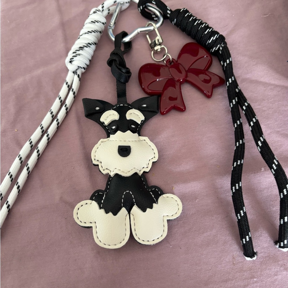 Adorable Black and White Dog Keychain